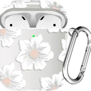 Floral Airpods Case Cover with Round Keychain Foe Apple AirPods 1-2
